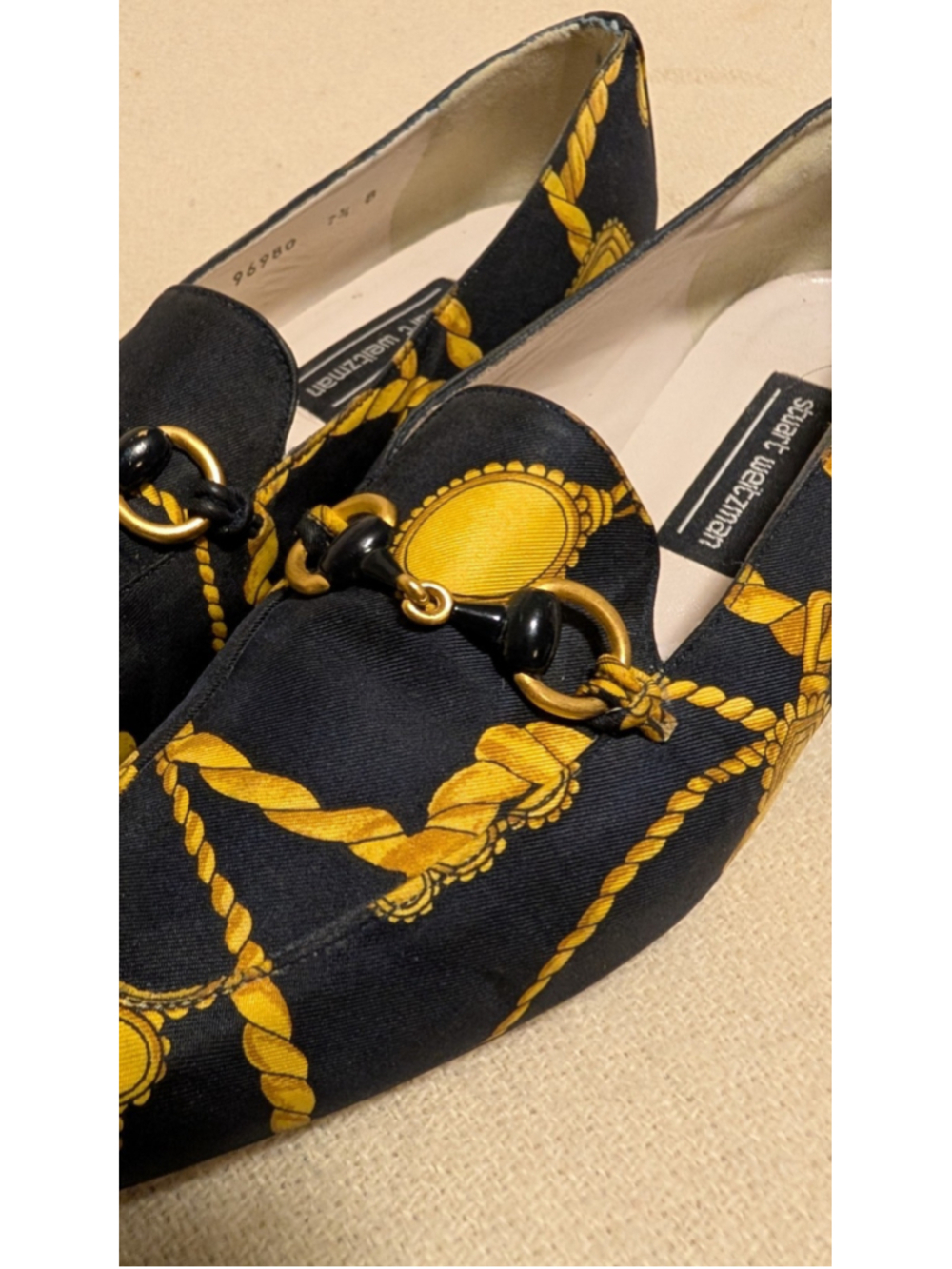 Rare Stuart Weitzman Womens 7W Bit Loafers Shell Rope Nautical Print Limited S12 - Picture 5 of 7